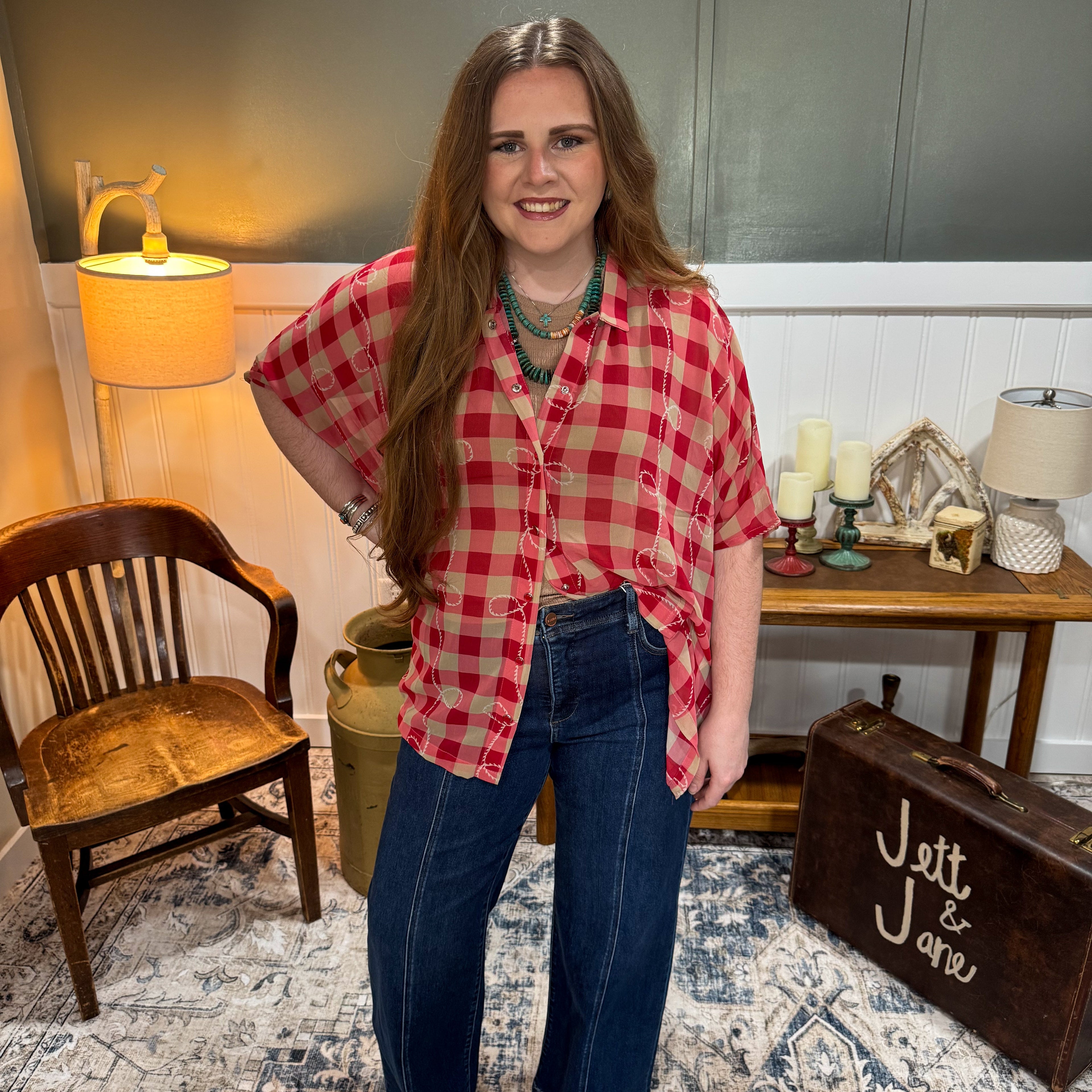 Square Dance Gingham Rope Top