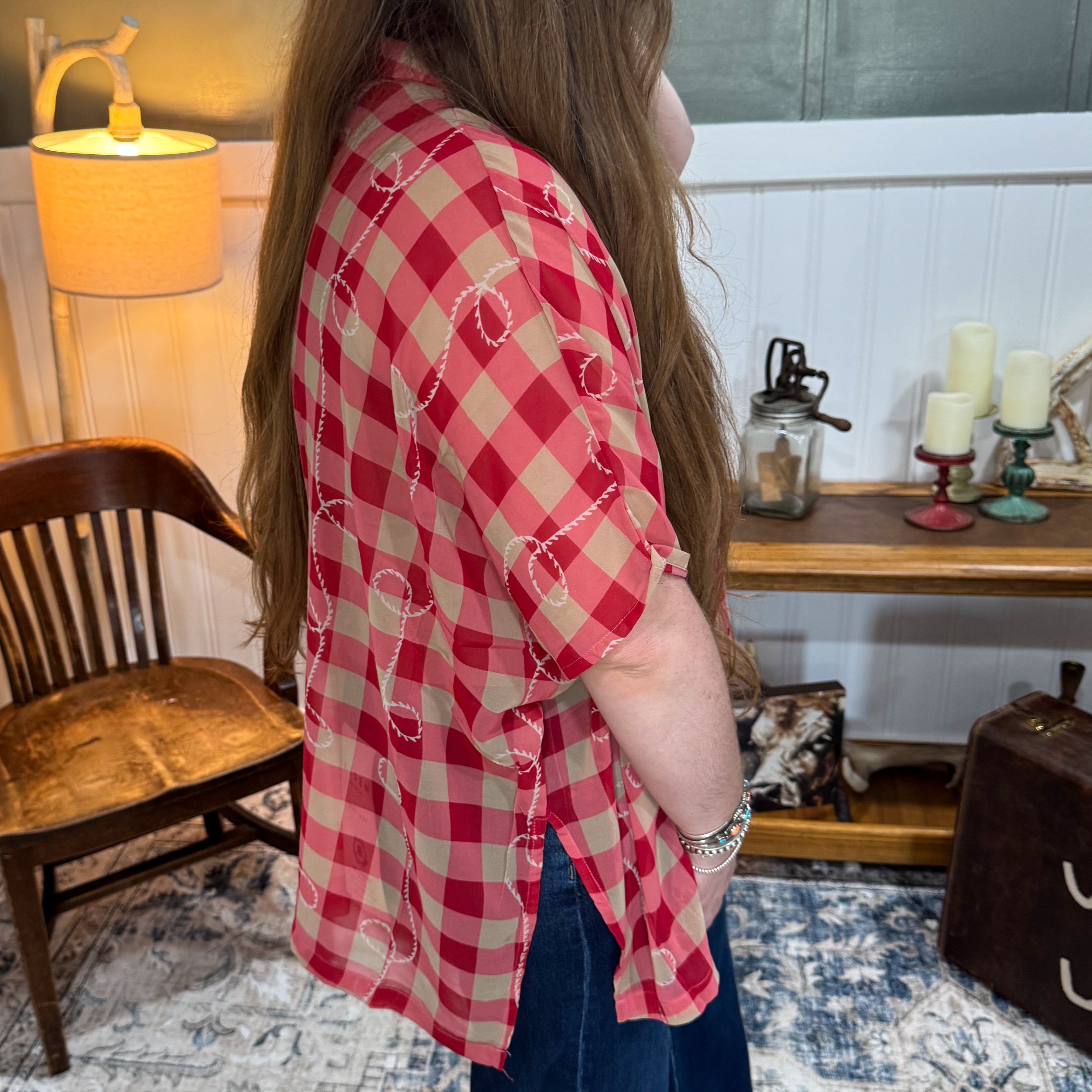 Square Dance Gingham Rope Top