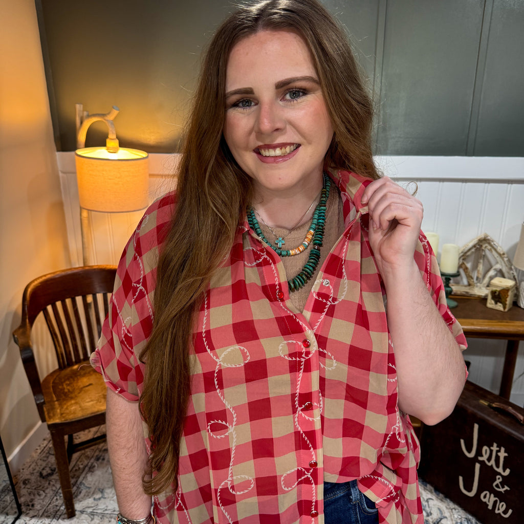 Square Dance Gingham Rope Top