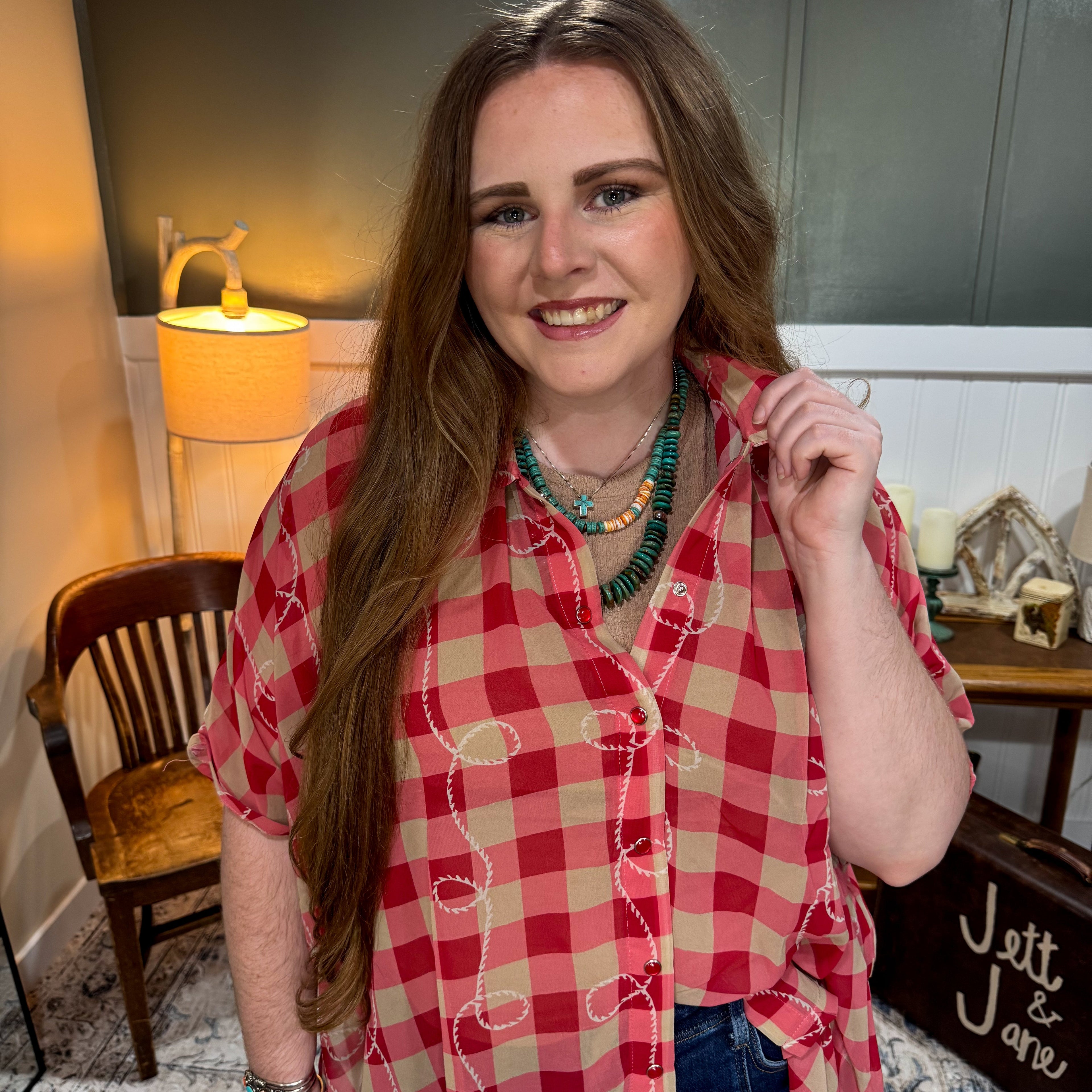 Square Dance Gingham Rope Top