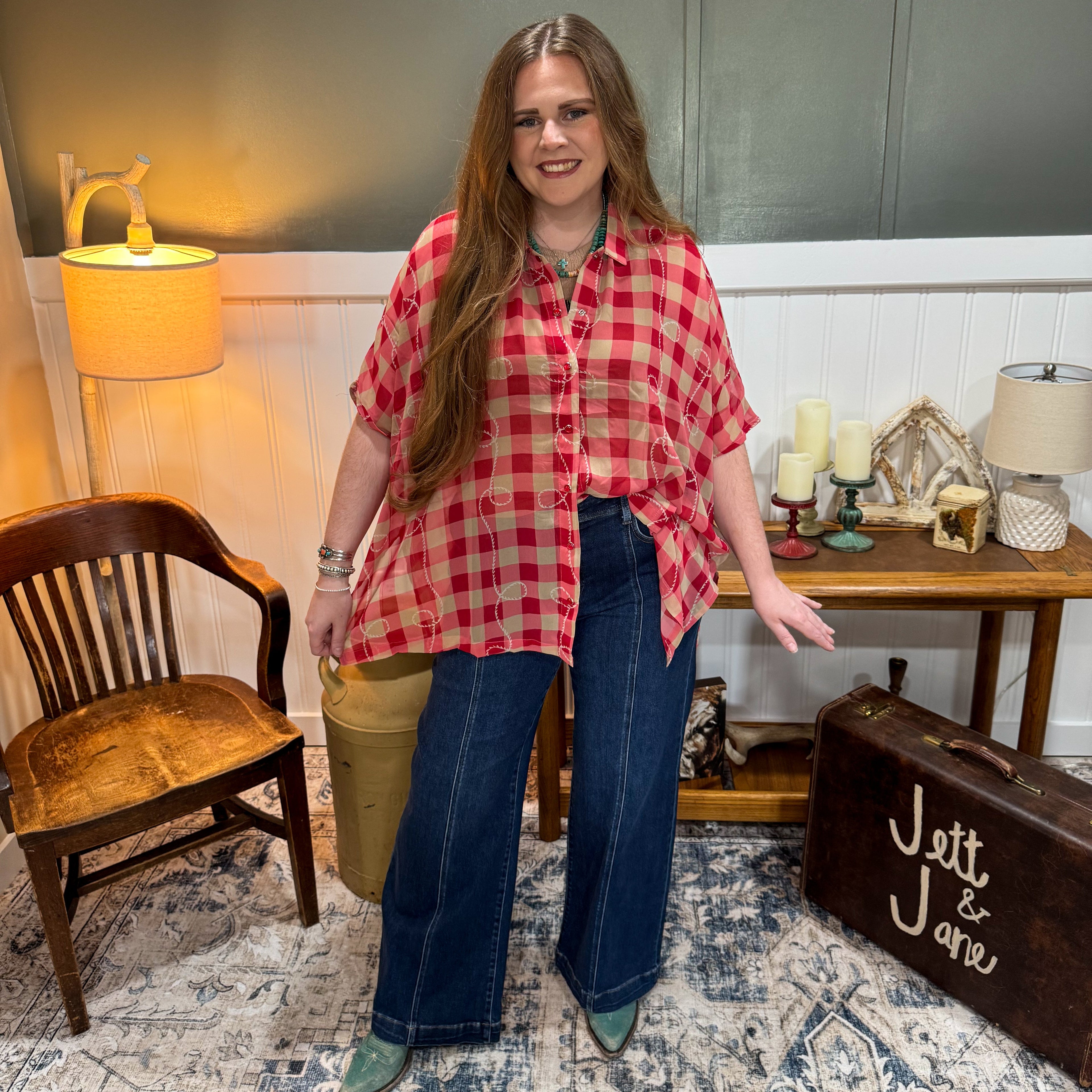 Square Dance Gingham Rope Top