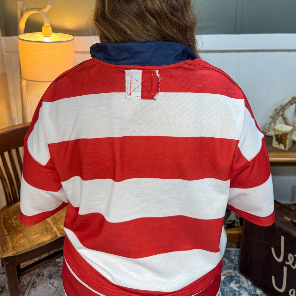 Red & White Stripe Short Set