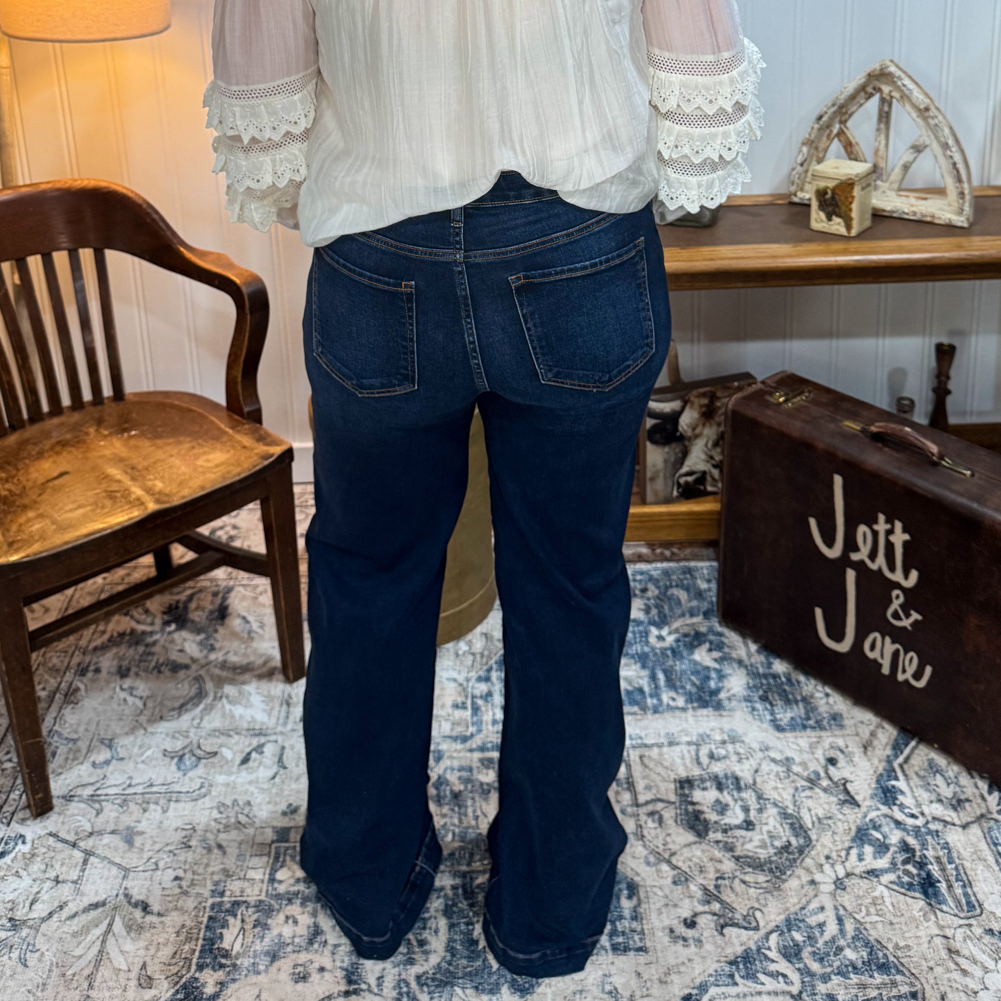 High Rise Dark Wide Leg Jean