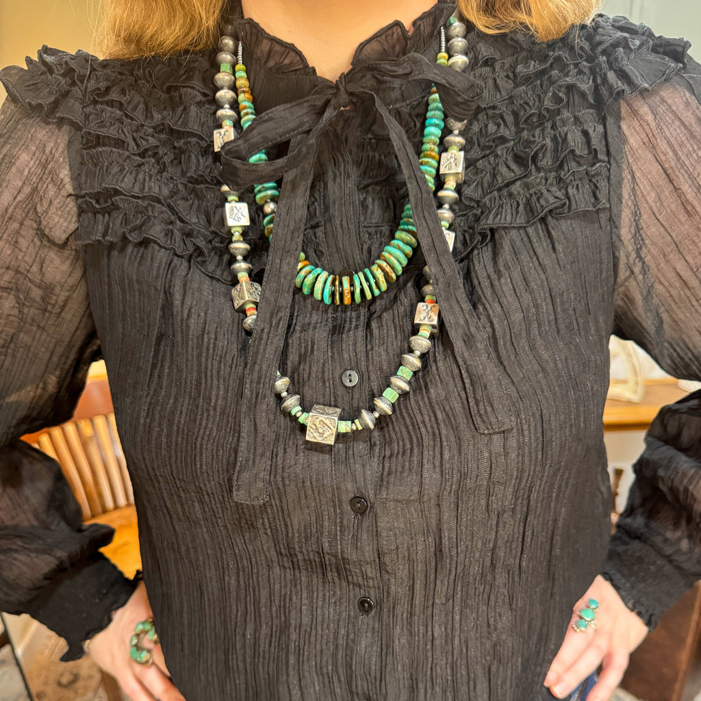 Ruffle Yoke Long Sleeve Top