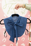 Denim Bow Dickey Collar